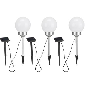 Preview: set of 3 garden globe lamps with moving light pattern, incl. solar module, Ø 15 cm