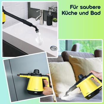 Preview: Premium Dampfreiniger, mobil, 3,5 bar Druck, 16 Zubehörteile-Aufsätze, kraftvolle 1.200W, gegen Fett u. Schmutz in Küche, Bad, Möbeln, Polstern, Auto