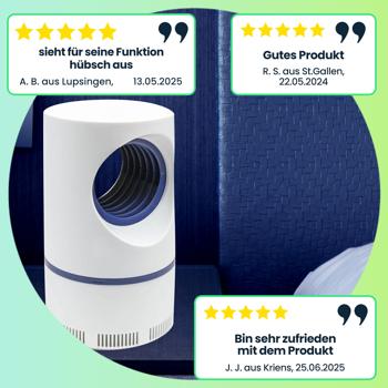 Preview: Leistungsstarker Insektenvernichter mit Saugfunktion & UV-Licht, Ø 12,4 x 22 cm, geräuscharm & effektiv gegen Mücken, Fliegen & Insekten, weiss Preview: Leistungsstarker Insektenvernichter mit Saugfunktion & UV-Licht, Ø 12,4 x 22 cm, geräuscharm & effektiv gegen Mücken, Fliegen & Insekten, weiss