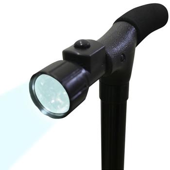 Preview: Canne de marche pliante avec lampe LED intégrée - Pied stable antidérapant - Hauteur réglable 85-95 cm - Ergonomique - Max 115 kg