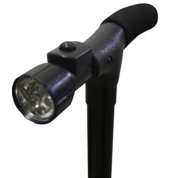 Preview: Canne de marche pliante avec lampe LED intégrée - Pied stable antidérapant - Hauteur réglable 85-95 cm - Ergonomique - Max 115 kg