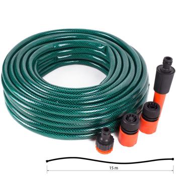 Preview: Garden hose set with connections and spray head, 15 m