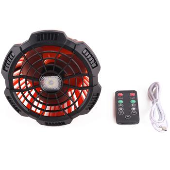 Preview: Camping Ventilator mit LED-Licht + Powerbank (5200mAh): 13x17cm, orange-schwarz - Starker Akku, ideal für Outdoor Abenteuer