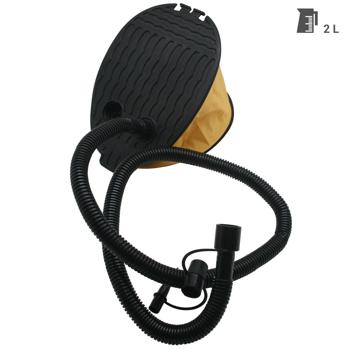 Preview: Pompe à pied 2 L - Gonflage/Dégonflage rapide matelas pneumatique, jouets aquatiques, bateau gonflable - Noir/Jaune - 2 adaptateurs inclus 22x16x15.5cm