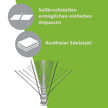 Preview: Taubenabwehr Spikes - Tierfreundlicher Vogelschreck für Dach & Balkon - 2,5m Edelstahl-Spitzen - Rostfrei, UV-beständiger Kunststoff - Einfache Montage