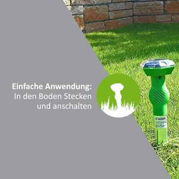 Preview: 2er-Set Universal Ultraschall-Tiervertreiber, Solar & Akku, bis 40 m², Hunde- & Katzenschreck, mobil, sichere Tierabwehr, ohne Chemie