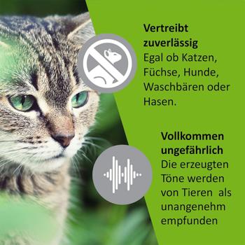 Preview: 2er-Set Universal Ultraschall-Tiervertreiber, Solar & Akku, bis 40 m², Hunde- & Katzenschreck, mobil, sichere Tierabwehr, ohne Chemie