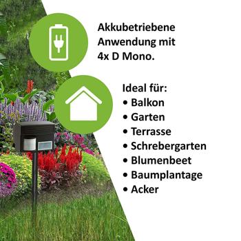 Preview: Effektiver Tierschreck mit Ultraschall & PIR Bewegungssensor – Schützt vor Hunden, Katzen, Wildtieren, für Garten, Garage, Dachboden