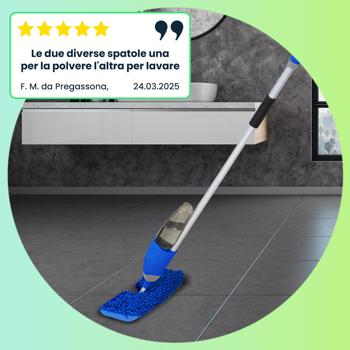 Preview: Pratica scopa per pavimenti 2 in 1 con funzione spray, FastSwap, serbatoio dell‘acqua da 700 ml, testa girevole a 180°, inclusi 2 panni mop Preview: Pratica scopa per pavimenti 2 in 1 con funzione spray, FastSwap, serbatoio dell‘acqua da 700 ml, testa girevole a 180°, inclusi 2 panni mop