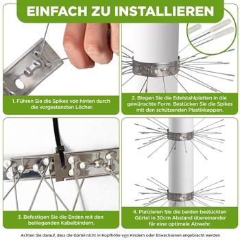 Preview: Set di 4 cinture di protezione contro le martore - efficace protezione da arrampicata per tubi pluviali e alberi - resistente alle intemperie, durevole e facile da installare - protegge in modo affidabile contro le martore