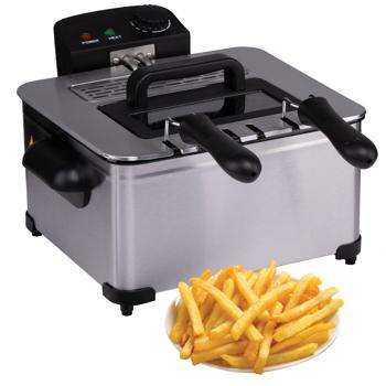 Preview: Leistungsstarke Fritteuse mit Doppelkorb – 5L Edelstahl, 2000W, schnelle Aufheizzeit, einstellbares Thermostat für knuspriges und perfektes Frittieren