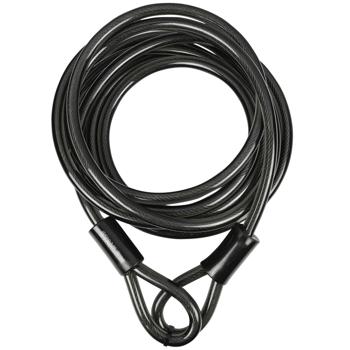 Preview: 2er-Set Stahlseil – Diebstahlsicherung für Gartenmöbel & Fahrräder – 5m x Ø 1,2cm, wetterfest, Kunststoff-Ummantelung, schwarz – schont Oberflächen