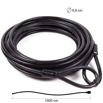 Preview: Lot 2 Câbles en Acier Résistants Intempéries - Protection Antivol Vélos Meubles Jardin Balcon Terrasse - 10m x Ø 8mm Gaine Plastique Noir