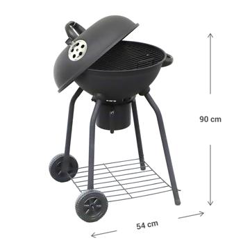 Preview: Robusto barbecue a bollitore in metallo: Ø 54x90 cm, griglia e ripiano in acciaio inox. Barbecue a carbonella mobile con ruote, nero e resistente per grigliate perfette Preview: Robusto barbecue a bollitore in metallo: Ø 54x90 cm, griglia e ripiano in acciaio inox. Barbecue a carbonella mobile con ruote, nero e resistente per grigliate perfette