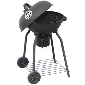 Preview: Robusto barbecue a bollitore in metallo: Ø 54x90 cm, griglia e ripiano in acciaio inox. Barbecue a carbonella mobile con ruote, nero e resistente per grigliate perfette Preview: Robusto barbecue a bollitore in metallo: Ø 54x90 cm, griglia e ripiano in acciaio inox. Barbecue a carbonella mobile con ruote, nero e resistente per grigliate perfette