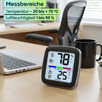 Preview: Digitales Präzisions-Thermo-Hygrometer – kalibrierbar mit LCD-Display – genaue Messung von Temperatur & Luftfeuchtigkeit – ideal für Zuhause, Büro & Garten