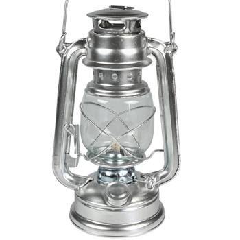 Preview: Lot de 2 lanternes tempête à huile 25cm - Vintage, mèche incluse - Réservoir 200ml, verre/métal galvanisé, camping/jardin/balcon