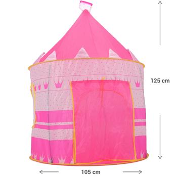 Preview: Tente de jeu château de princesse rose - Pour enfants, jeux de rôle, aventures imaginaires - Ø 105 x 125 cm - Polyester - Cadeau idéal