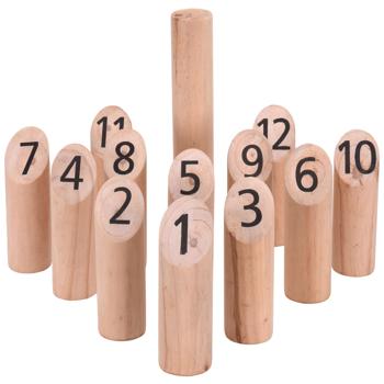 Preview: 13-tlg. Nummern Kubb-Spiel aus Kiefernholz – Wikingerspiel für Outdoor-Spass, lustiges Wurfspiel für Jung & Alt