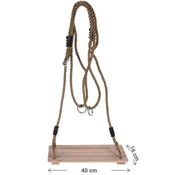 Preview: Pine wood swing, 40x16 cm, rope length up to 210 cm