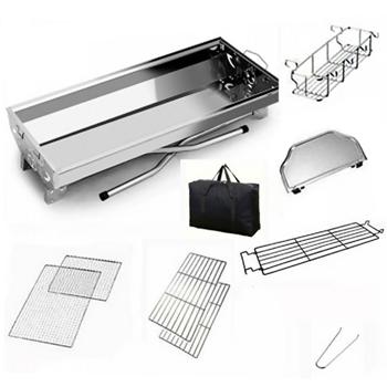 Preview: Griglia da campeggio portatile (acciaio inox, 60x40cm) con pratica borsa - Regolabile in altezza per un uso flessibile in campeggio e nei picnic Preview: Griglia da campeggio portatile (acciaio inox, 60x40cm) con pratica borsa - Regolabile in altezza per un uso flessibile in campeggio e nei picnic