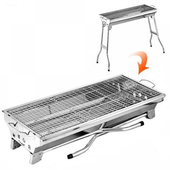 Preview: Griglia da campeggio portatile (acciaio inox, 60x40cm) con pratica borsa - Regolabile in altezza per un uso flessibile in campeggio e nei picnic Preview: Griglia da campeggio portatile (acciaio inox, 60x40cm) con pratica borsa - Regolabile in altezza per un uso flessibile in campeggio e nei picnic