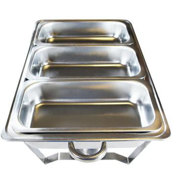 Preview: Komfortabler Edelstahl Speisewärmer (3x3L) - mit Deckel und Ständer, Cool Touch Griffe - Ideal für Party, Buffet, Catering, Frühstück