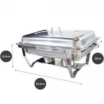 Preview: Komfortabler Edelstahl Speisewärmer (3x3L) - mit Deckel und Ständer, Cool Touch Griffe - Ideal für Party, Buffet, Catering, Frühstück