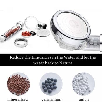 Preview: Wohlfühl Wasserspar-Duschkopf mit Filter – 26 x Ø 9 cm, aus Edelstahl mit Filtersteinen – kalkreduzierend, hautfreundlich, reguliert den pH Wert