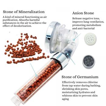 Preview: Wohlfühl Wasserspar-Duschkopf mit Filter – 26 x Ø 9 cm, aus Edelstahl mit Filtersteinen – kalkreduzierend, hautfreundlich, reguliert den pH Wert