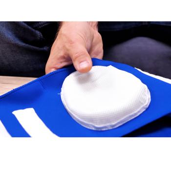 Preview: Rückengürtel mit Stützkissen - Wärme & Stütze für Lendenbereich & Wirbelsäule - Unauffällig tragbar - Blau - 117x13-14cm - Mit Magneten - Klettverschluss