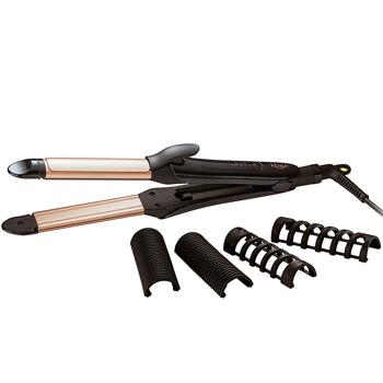 Preview: 2-in-1 straightener & volumizer set with 4 attachments: For smooth, voluminous styles & curls, versatile styling tool for every hair type