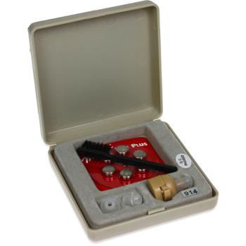 Preview: Mini Amplificateur d‘écoute - Discret & Simple pour réunions, théâtre, circulation - Kit complet: 3 bouchons, 7 piles AG3, brosse - 6.5x5x1 cm