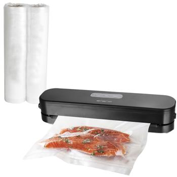 Preview: Kraftvolles Vakuumiergerät mit 95W für luftdichtes Versiegeln von Lebensmitteln, inkl. 2 Folienrollen (20 cm), kompakt, einfach & effizient