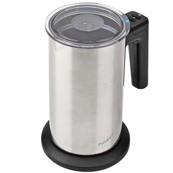 Preview: Cordless stainless steel milk frother, 300ml, powerful 500W, incl. 3 decorative stencils. Electric frother for perfect milk foam, hot & cold