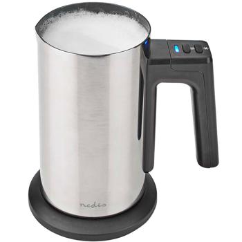 Preview: Cordless stainless steel milk frother, 300ml, powerful 500W, incl. 3 decorative stencils. Electric frother for perfect milk foam, hot & cold