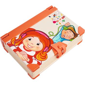 Preview: Interactive LiLUMi audio book with wooden figures: 108 stories, colorful - Promotes imagination & learning, ideal toy for listening & playing along