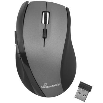 Preview: Kabellose 5-Tasten-Maus - Optischer Sensor, schwarz/grau - Für Windows, MacOS, Linux - 1000-1600 dpi, USB 2.0 Empfänger, 10m Reichweite