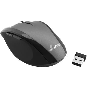 Preview: Kabellose 5-Tasten-Maus - Optischer Sensor, schwarz/grau - Für Windows, MacOS, Linux - 1000-1600 dpi, USB 2.0 Empfänger, 10m Reichweite