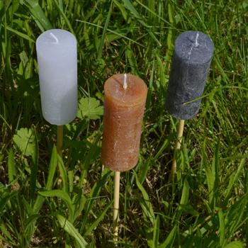 Preview: Gartenfackel 3er-Set - ca. 30 cm - Romantisches Licht für stimmungsvolle Stunden - Wachsfackeln anthrazit-weiss-ocker - Ideal für Gartenpartys und Feste