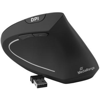Preview: Ergonomische 6-Tasten Funkmaus für Rechtshänder - Kabellos, Vertikal Design für natürliche Handhaltung - Optischer Sensor, Win/Linux/Apple OS - USB 2.0