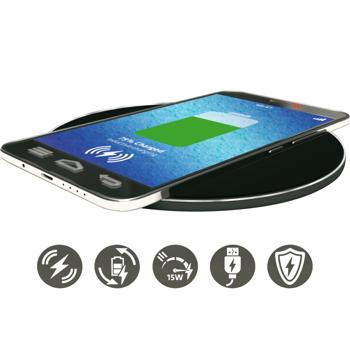 Preview: Extra-flat Qi charging stations, 15W, Ø 9.8 cm, black