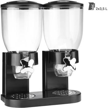 Preview: Distributore di muesli per tutta la famiglia: 2x 3,5L, nero, 32x19x42cm - per muesli, cereali, cornflakes, noci - pratico contenitore per la cucina