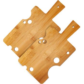 Preview: 2er-Set Schneidebrett Schweizer Käse Design - Servierplatte für Käse, Wurst & Snacks - 100% robustes Bambus - 29x15x1 cm