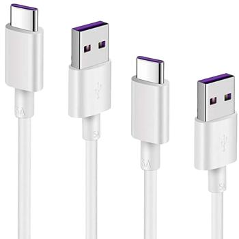 Preview: set of 2 fast charging cables USB type C, white, 5A, L 1.0 m