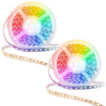 Preview: set of 2 Smart LED strip lights 5 m with app control, warm white/cold white/RGB, dimmable, flexible & self-adhesive design, stylish lighting