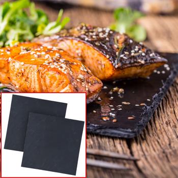 Preview: Plateaux de service en ardoise - Lot de 2 élégants plateaux - Idéals pour cheeseboard, desserts, apéritifs - Robustes & faciles à nettoyer - 30x30x0,6cm