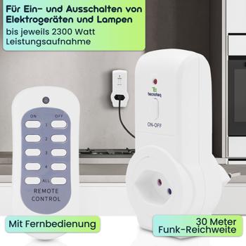 Preview: Funksteckdosen 3er-Set (T13) mit Fernbedienung – Kabellose Steckdosen für Zuhause, 30m Funk-Reichweite & energieeffizient Preview: Funksteckdosen 3er-Set (T13) mit Fernbedienung – Kabellose Steckdosen für Zuhause, 30m Funk-Reichweite & energieeffizient