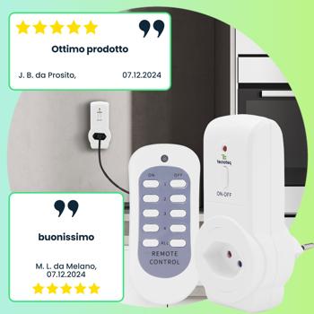 Preview: set di 3 prese radiocomandate T13 con telecomando - controllo wireless per i dispositivi, a lungo raggio, efficiente dal punto di vista energetico e facile da usare, ideale per la casa