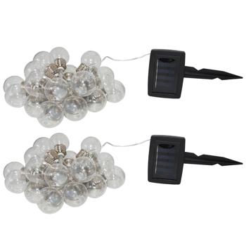 Preview: set di 2 luci fiabesche a LED con 20 LED a forma di lampadina, a energia solare, 3,8 metri Preview: set di 2 luci fiabesche a LED con 20 LED a forma di lampadina, a energia solare, 3,8 metri